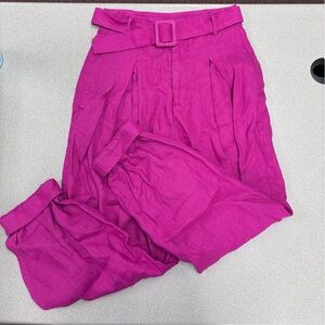 Vibrant Pink Belted Pants